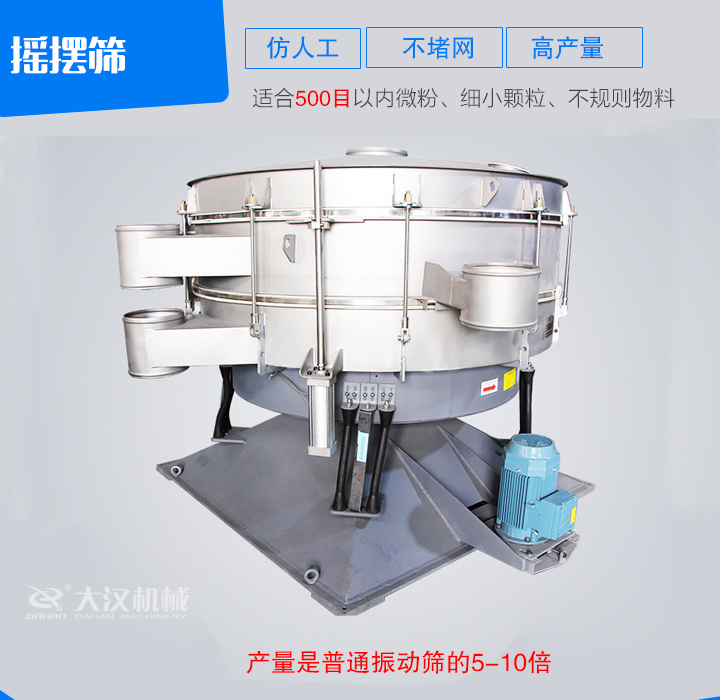搖擺篩仿人工篩分原理，操作方便，不堵網(wǎng)。